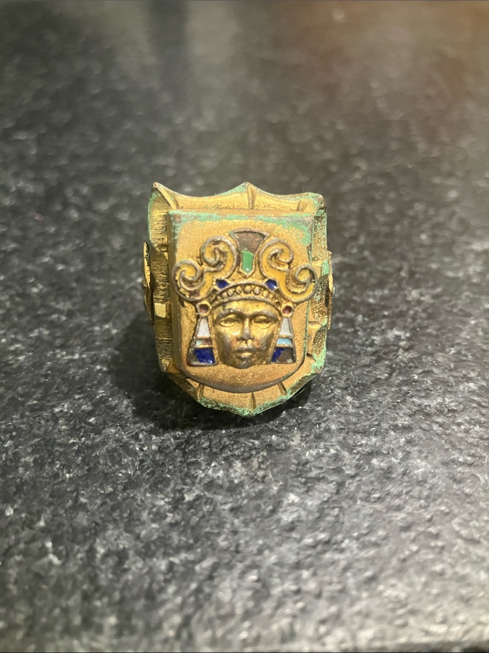 Vintage Mexican biker ring brass